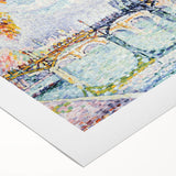 Paris Bridge Scene - Modern Wall Art of Pointillist Cityscape