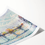 Paris Bridge Scene - Modern Wall Art of Pointillist Cityscape