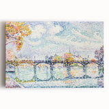 Paris Bridge Scene - Modern Wall Art of Pointillist Cityscape