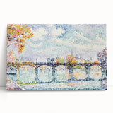 Paris Bridge Scene - Modern Wall Art of Pointillist Cityscape