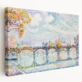 Paris Bridge Scene - Modern Wall Art of Pointillist Cityscape