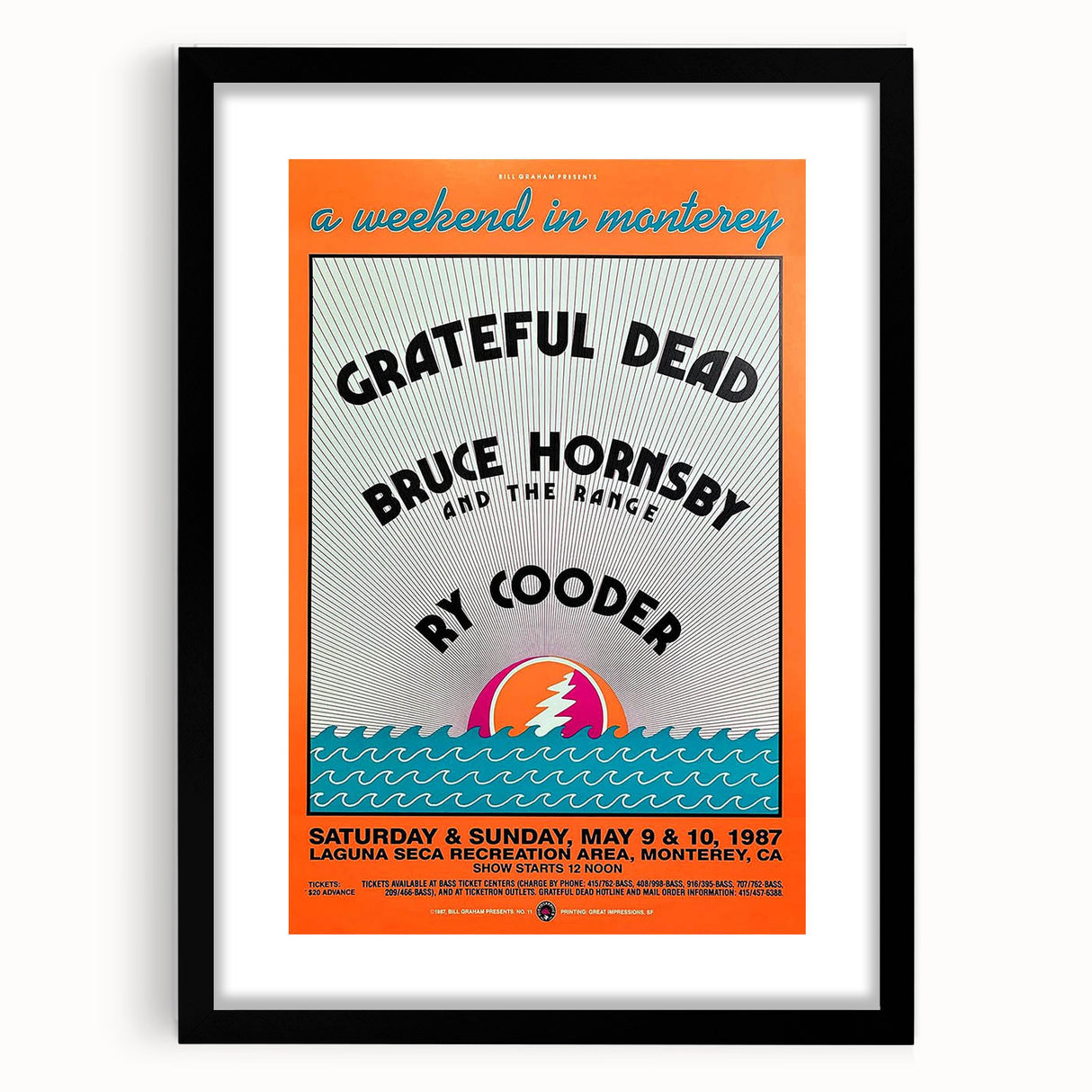 Grateful Dead Retro Wall Art - Vintage Monterey 1987 Poster