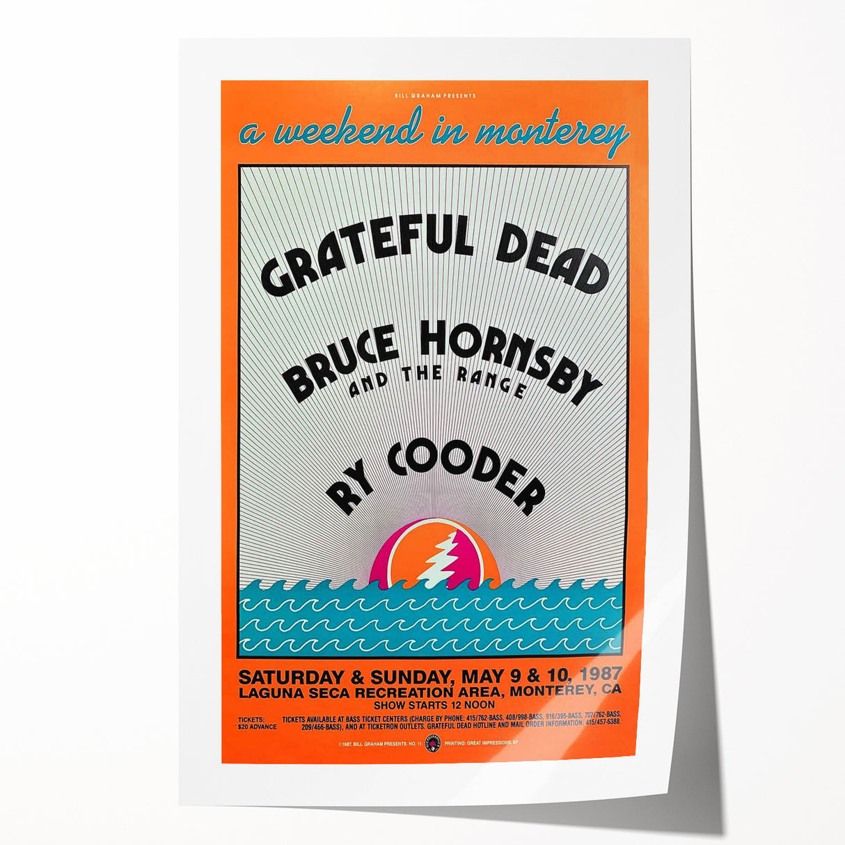 Grateful Dead Retro Wall Art - Vintage Monterey 1987 Poster