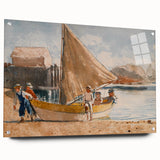 Realism Art Prints - Summertime by Winslow Homer Coastal Boat Scene Art