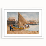 Realism Art Prints - Summertime by Winslow Homer Coastal Boat Scene Art