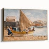 Realism Art Prints - Summertime by Winslow Homer Coastal Boat Scene Art