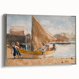 Realism Art Prints - Summertime by Winslow Homer Coastal Boat Scene Art
