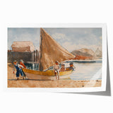 Realism Art Prints - Summertime by Winslow Homer Coastal Boat Scene Art