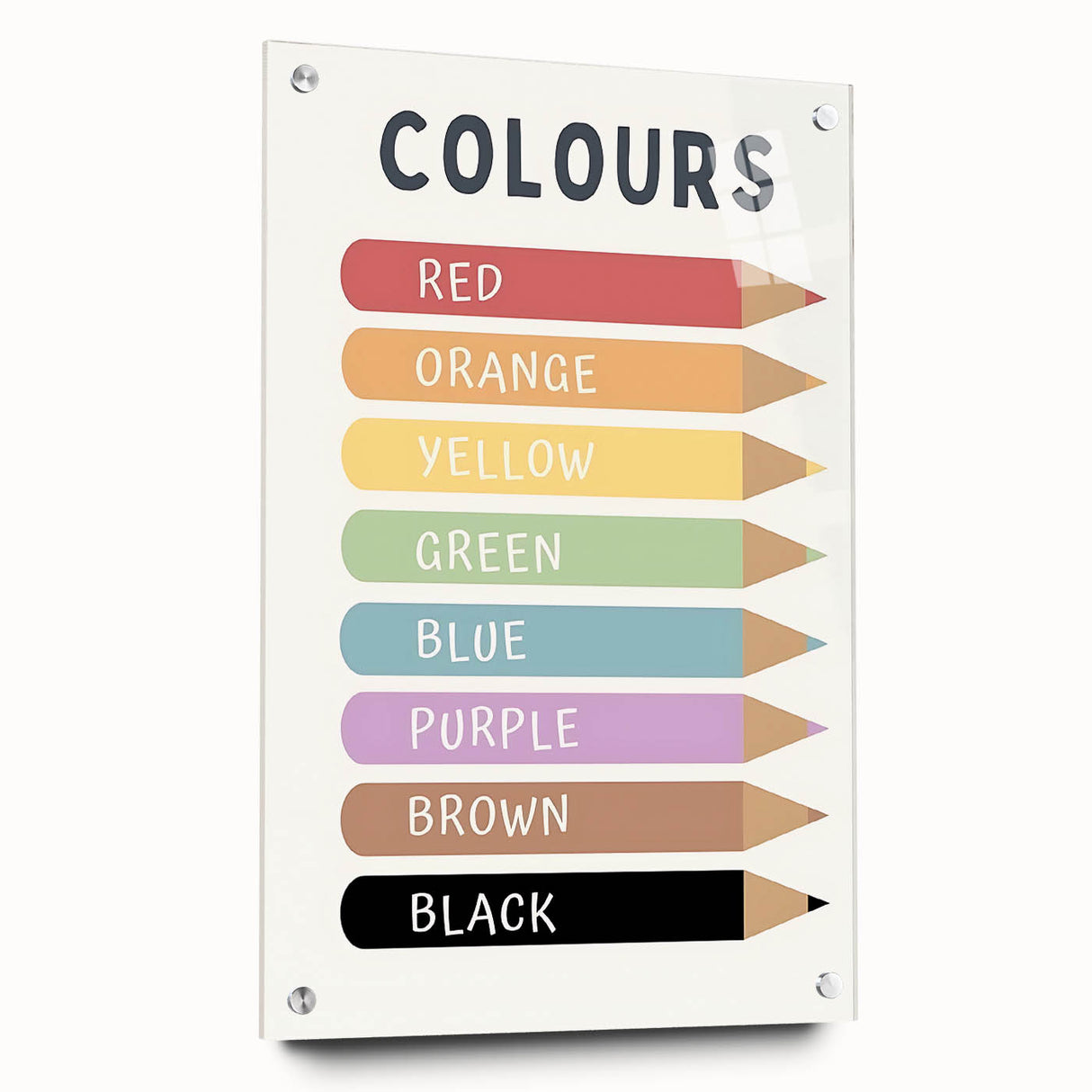 Educational Nursery Wall Decor - Color Name Pencil Chart
