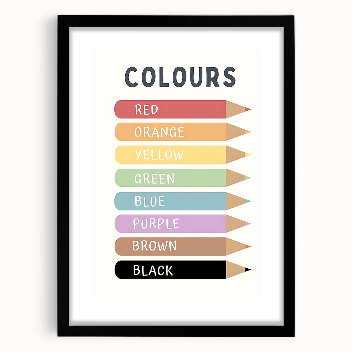 Educational Nursery Wall Decor - Color Name Pencil Chart
