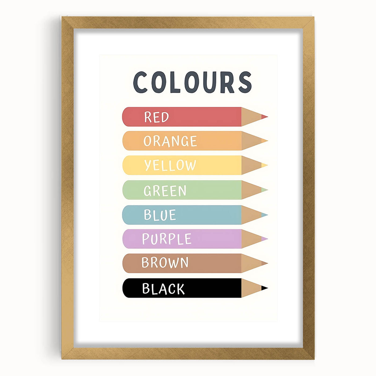 Educational Nursery Wall Decor - Color Name Pencil Chart