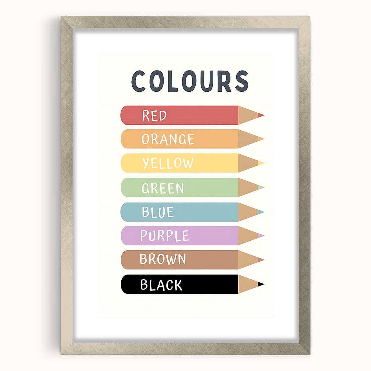 Educational Nursery Wall Decor - Color Name Pencil Chart