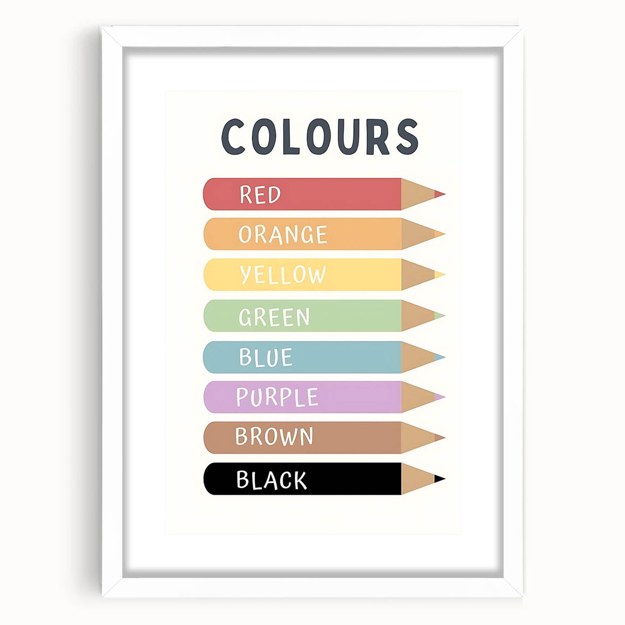 Educational Nursery Wall Decor - Color Name Pencil Chart