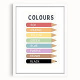 Educational Nursery Wall Decor - Color Name Pencil Chart