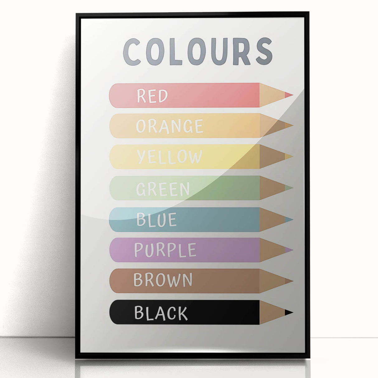 Educational Nursery Wall Decor - Color Name Pencil Chart