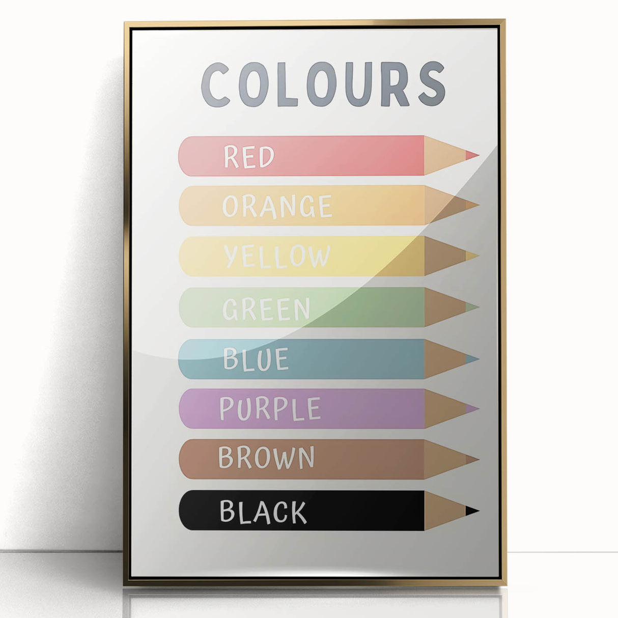 Educational Nursery Wall Decor - Color Name Pencil Chart