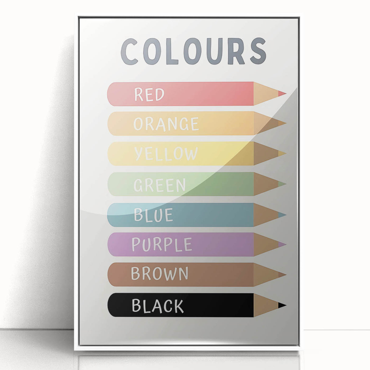 Educational Nursery Wall Decor - Color Name Pencil Chart