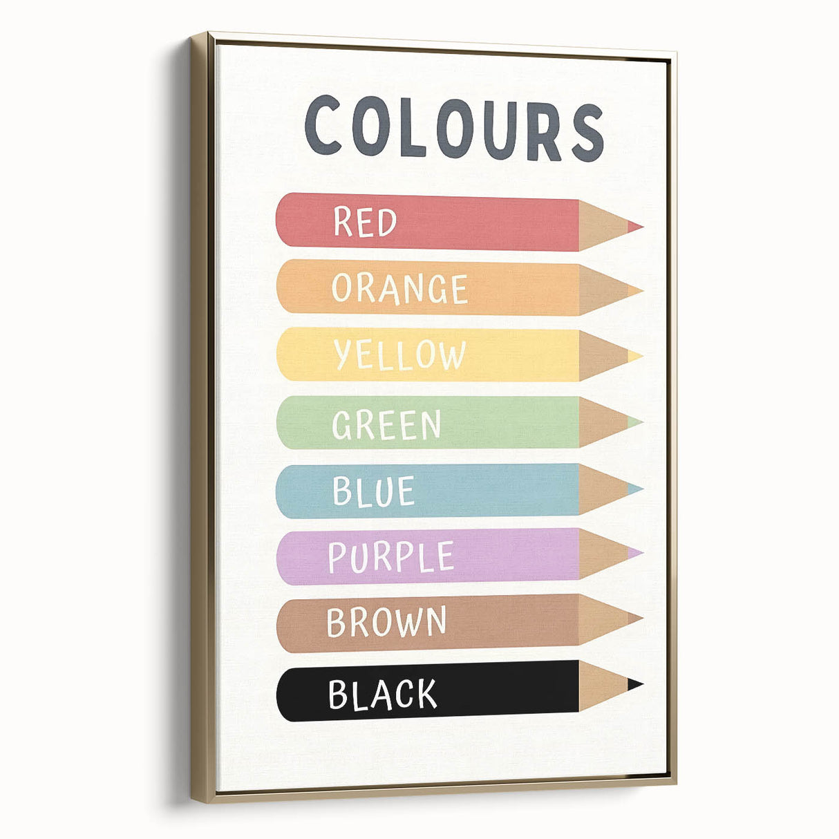 Educational Nursery Wall Decor - Color Name Pencil Chart
