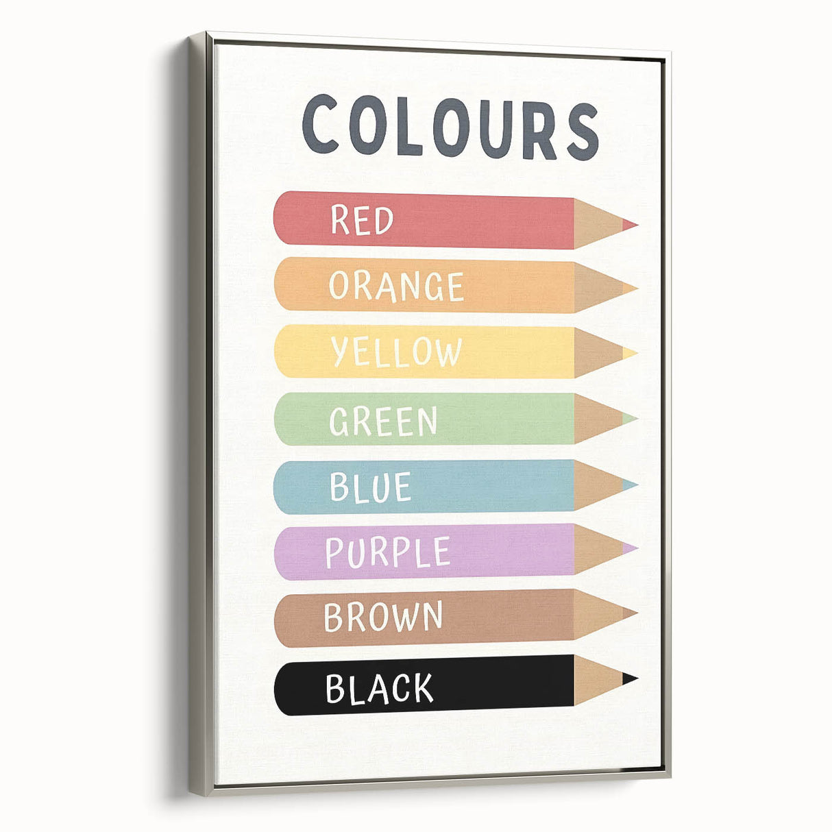 Educational Nursery Wall Decor - Color Name Pencil Chart