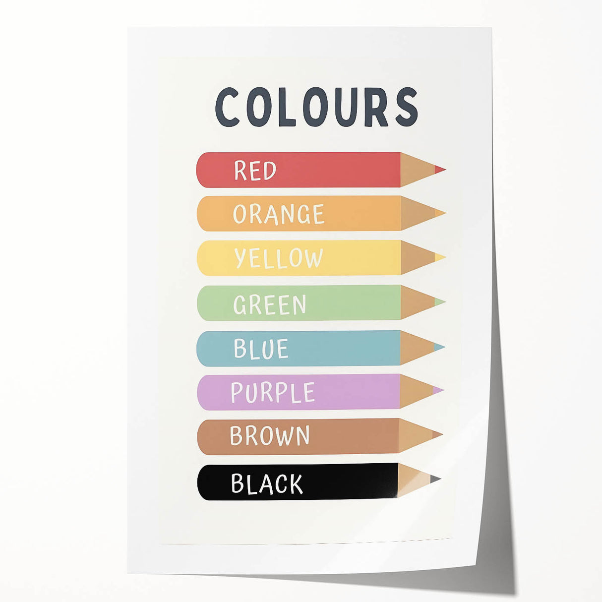 Educational Nursery Wall Decor - Color Name Pencil Chart