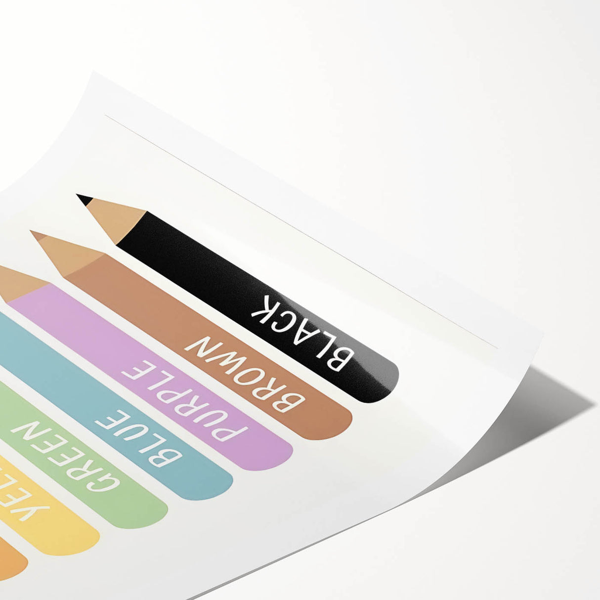 Educational Nursery Wall Decor - Color Name Pencil Chart