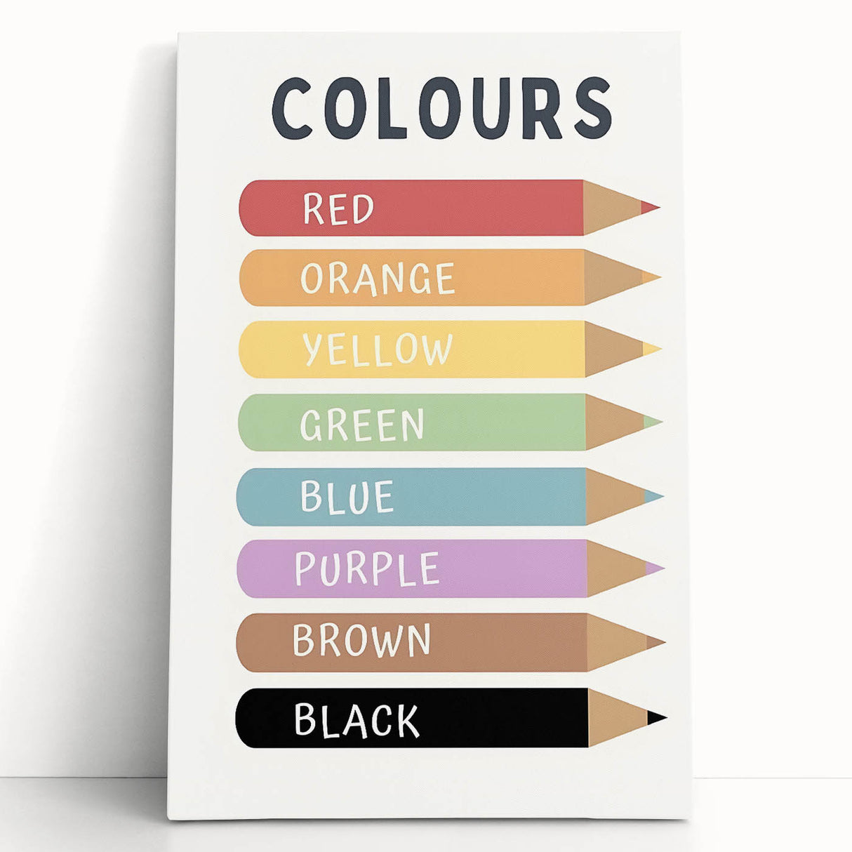 Educational Nursery Wall Decor - Color Name Pencil Chart