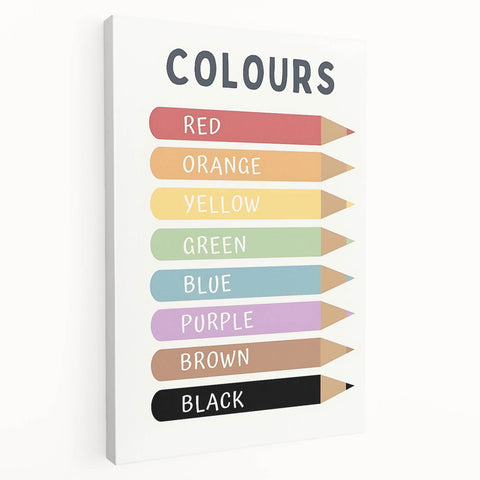 Educational Nursery Wall Decor - Color Name Pencil Chart
