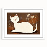 Girls Bedroom Art – Minimalist Cute Cat Illustration Wall Print