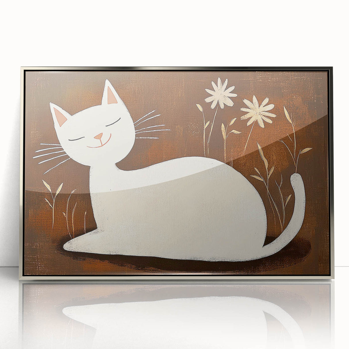 Girls Bedroom Art – Minimalist Cute Cat Illustration Wall Print