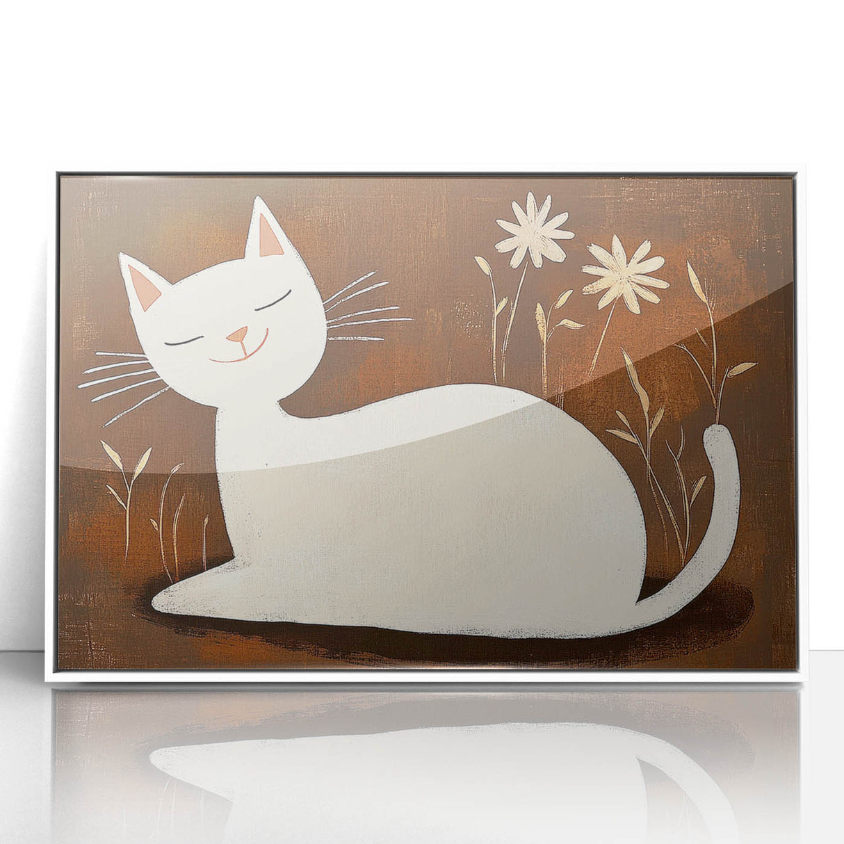 Girls Bedroom Art – Minimalist Cute Cat Illustration Wall Print