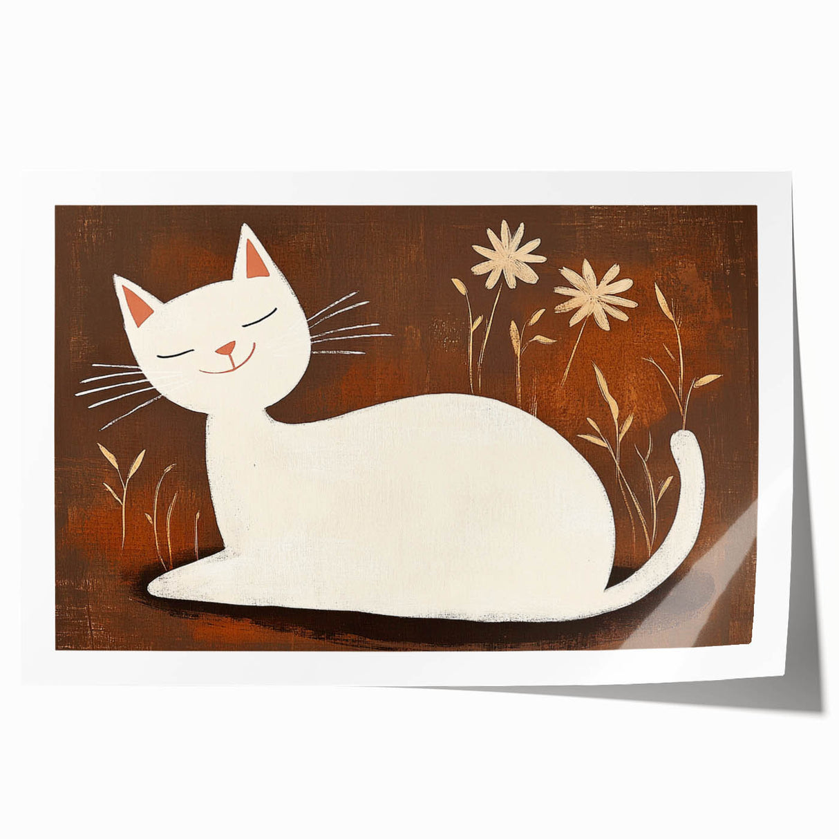 Girls Bedroom Art – Minimalist Cute Cat Illustration Wall Print