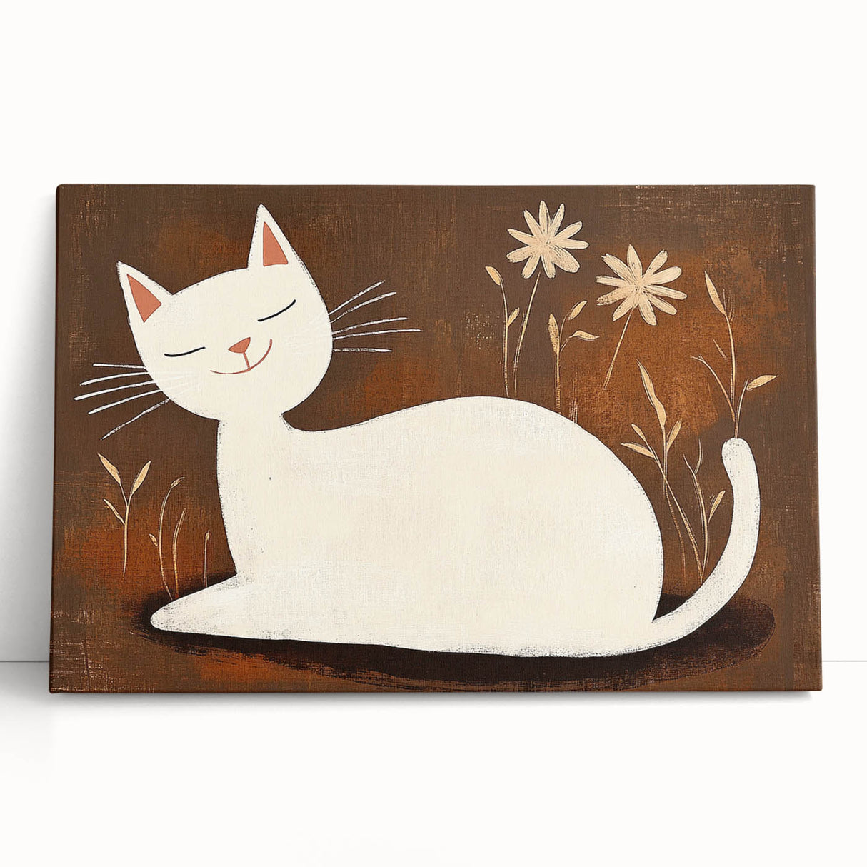 Girls Bedroom Art – Minimalist Cute Cat Illustration Wall Print