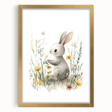 Bunny in Meadow Nursery Wall Art - Baby Room & Kids Decor