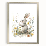 Bunny in Meadow Nursery Wall Art - Baby Room & Kids Decor