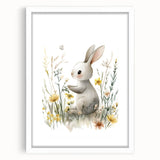 Bunny in Meadow Nursery Wall Art - Baby Room & Kids Decor