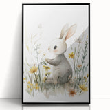 Bunny in Meadow Nursery Wall Art - Baby Room & Kids Decor