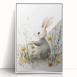 Bunny in Meadow Nursery Wall Art - Baby Room & Kids Decor