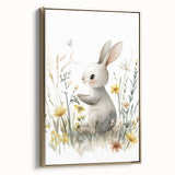 Bunny in Meadow Nursery Wall Art - Baby Room & Kids Decor
