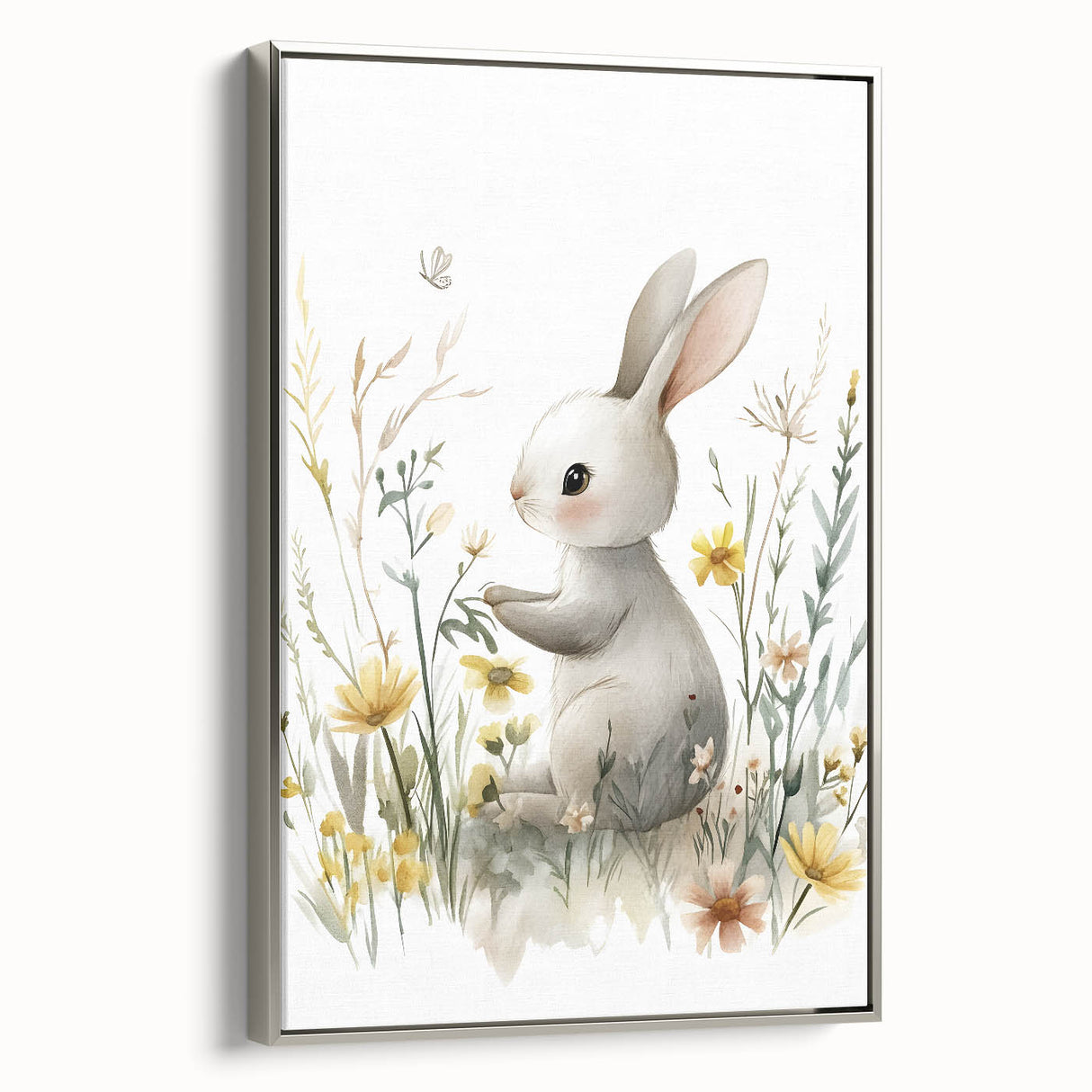 Bunny in Meadow Nursery Wall Art - Baby Room & Kids Decor