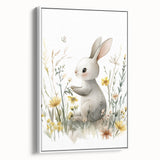 Bunny in Meadow Nursery Wall Art - Baby Room & Kids Decor