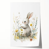 Bunny in Meadow Nursery Wall Art - Baby Room & Kids Decor