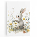 Bunny in Meadow Nursery Wall Art - Baby Room & Kids Decor