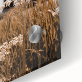 Large abstract wall art depicting autumnal tones on acrylic glass.