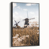 Framed canvas of a black and white vintage landscape painting, ideal for bedroom wall decor.