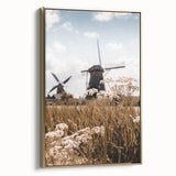 Framed canvas depicting a vintage landscape painting of autumn trees in gold and black tones, ideal for bedroom wall decor.