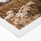 Art deco poster featuring an autumnal scene with warm orange and brown tones on rolled canvas.