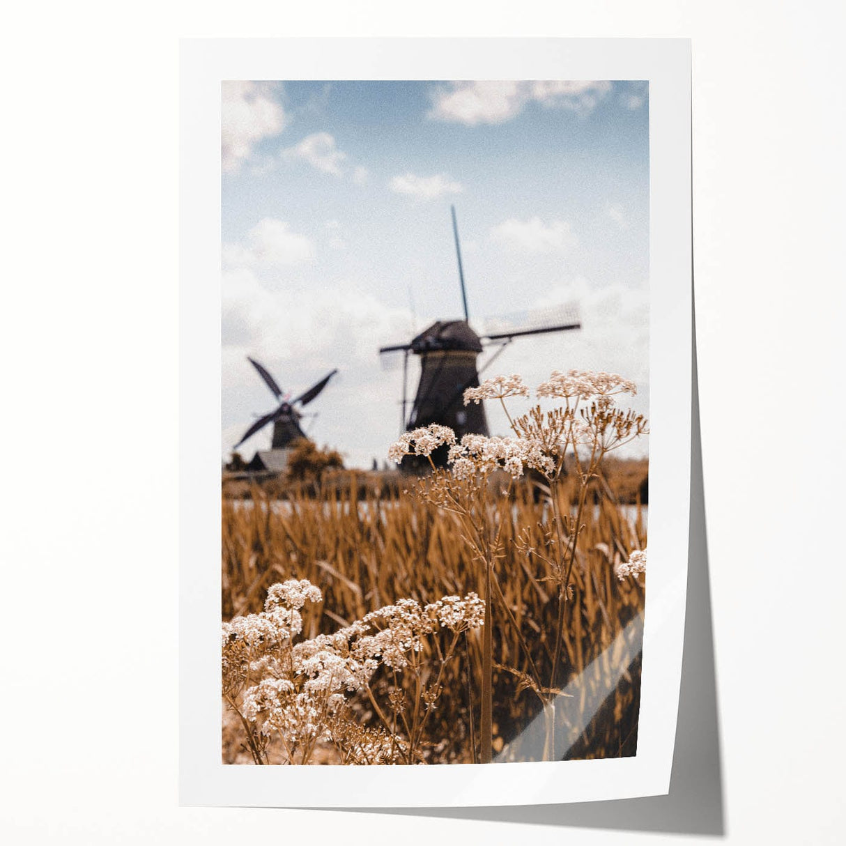 Extra large rolled canvas print featuring a fall-themed floral design in warm orange and red tones.