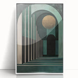 Emerald Archway Wall Art – Luxurious Geometric Dining Print