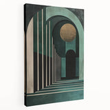 Emerald Archway Wall Art – Luxurious Geometric Dining Print