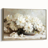 Framed abstract floral wall art showcasing vibrant gold and pastel hues, elegantly displayed from the side, perfect for modern home decor.